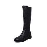 Fashion women's shoes in winter 2019 round toe knee high boots zipper pure color white elegant ladies boots concise mature