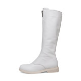 Fashion women's shoes in winter 2019 round toe knee high boots zipper pure color white elegant ladies boots concise mature
