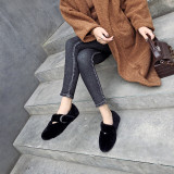 Fashion lamb hair women's shoes in winter 2019 add wool upset  buckle flat shallow sweet small size 33 big size 40 ladylike temperament