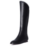 Fashion women's shoes in winter 2019 pointed toe zipper women's boots small size knee high boots personality leather off-white