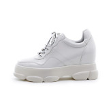 Spring and autumn 2019 fashion women's shoes rice white cross lacing pure color ladylike temperament waterproof casual shoes concise leather