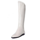 Fashion women's shoes in winter 2019 pointed toe zipper women's boots small size knee high boots personality leather off-white