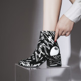 Fashion women's shoes in winter 2019 chunky heels zipper  ladies boots concise short boots sexy personality round toe