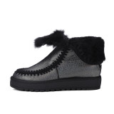 Fashion women's shoes in winter 2019 round toe flat boots black snow boots short boots concise comfortable classics slip-on