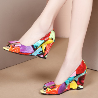 Summer 2019 fashion trend women's shoes peep toe pumps party shoes personality slip-on color comfortable soft breathable sexy small size 33 big size 42