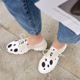 Spring and autumn 2019 fashion women's shoes cross lacing concise casual shoes personality mixed colors ivory big size 40