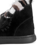 Fashion women's shoes in winter 2019 add wool upset slip-on flat short boots snow boots crystal rhinestone sweet big size 42