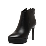 Fashion women's shoes winter 2019 zipper stilettos heels heel-height 11cm elegant women's boots short boots waterproof leather