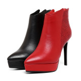 Fashion women's shoes winter 2019 zipper stilettos heels heel-height 11cm elegant women's boots short boots waterproof leather