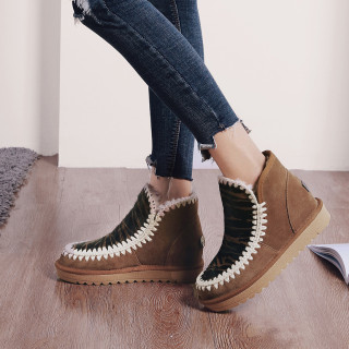 Fashion women's shoes in winter 2019 slip-on snow boots short boots flat boots add wool upset concise mature big size 42