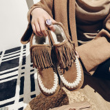 Fashion sweet women's shoes in winter 2019 slip-on women's boots short boots snow boots fringed personality metal decoration