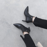 Arden Furtado fashion women's shoes in winter 2019 pointed toe chunky heels zipper pure color concise size 33 40 mature joker