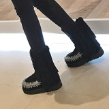 Fashion women's shoes in winter 2019 round toe flat boots short boots snow boots classics fringed small size 33 big size 43