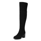 Fashion women's shoes in winter 2019 round toe chunky heels over the knee high boots zipper classics matte comfortable classics