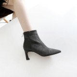 Fashion women's shoes in winter 2019 pointed toe stilettos heels women's boots short boots zipper concise mature office lady
