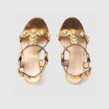 Arden Furtado summer 2019 fashion women's shoes chunky heels buckle T-strap sexy ladies sandals pearls gold sandals 41 42 43 new