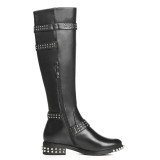 Arden Furtado fashion women's shoes winter 2019 zipper buckle knee high boots rivet genuine leather knee high boots
