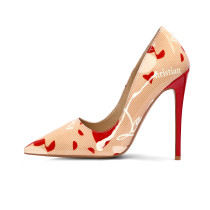 Arden Furtado summer 2019 fashion women's shoes pointed toe stilettos heels elegant pumps pink letters party shoes 44