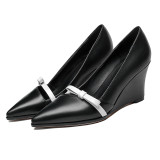 Arden Furtado spring and autumn 2019 fashion women's shoes slip-on pumps wedges party shoes bowknot black butterfly knot