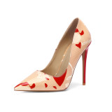 Arden Furtado summer 2019 fashion women's shoes pointed toe stilettos heels elegant pumps pink letters party shoes 44