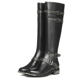 Arden Furtado fashion women's shoes winter 2019 zipper buckle knee high boots rivet genuine leather knee high boots