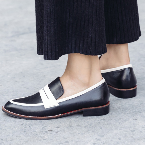 Arden Furtado spring and autumn 2019 fashion women's shoes slip-on online celebrity joker small leather shoes leather classics