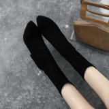 Arden Furtado fashion women's shoes in winter 2019 pointed toe chunky heels pure color slip-on women's boots joker