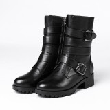 Arden Furtado fashion women's shoes winter 2019 zipper buckle strap matin boots mature women's boots genuine leather big size 40
