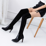 Arden Furtado fashion women's shoes in winter 2019 pointed toe stilettos heels zipper over the knee high boots concise mature