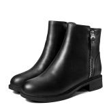 Arden Furtado fashion women's shoes in winter 2019 women's boots short boots black leather round toe zipper pure color concise