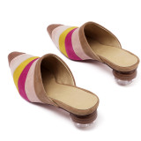 Arden Furtado summer 2019 fashion women's shoes strange style shaped pointed toe slippers rainbow mules 33 big size 41 slides