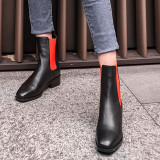 Arden Furtado fashion women's shoes in winter 2019 slip-on women's boots short boots concise mature black leather round toe