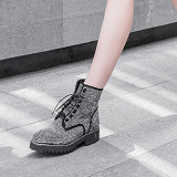 Arden Furtado fashion women's shoes in winter 2019 cross lacing round toe women's boots matin boots small size 33 big size 43