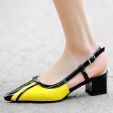Arden Furtado summer 2019 fashion trend women's shoes pointed toe nude chunky heels sandals narrow band buckle personality pumps