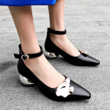 Arden Furtado summer 2019 fashion trend women's shoes buckle pumps strange style heels metal concise decoration office lady