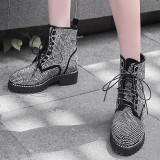 Arden Furtado fashion women's shoes in winter 2019 cross lacing round toe women's boots matin boots small size 33 big size 43