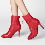 Arden Furtado fashion women's shoes in winter 2019 pointed toe stilettos heels zipper buckle short boots leather big size 43