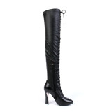 Arden Furtado fashion women's shoes in winter 2019 pointed toe chunky heels zipper sexy over the knee high boots cross lacing