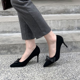Arden Furtado summer 2019 fashion trend women's shoes pointed toe pink stilettos heels pumps slip-on butterfly-knot office lady