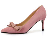 Arden Furtado summer 2019 fashion trend women's shoes pointed toe pink stilettos heels pumps slip-on butterfly-knot office lady