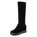 Arden Furtado fashion women's shoes in winter 2019 round toe increase knee high boots zipper pure color elegant ladies boots