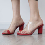 Arden Furtado summer 2019 fashion trend women's shoes chunky heels slippers PVC transparent classics sexy red concise