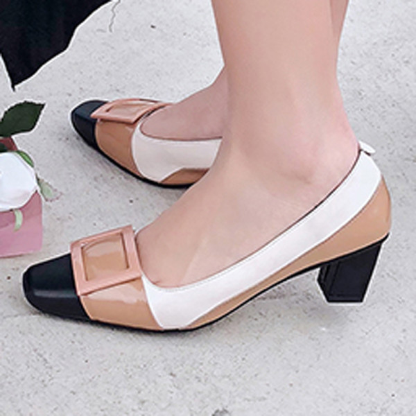 Arden Furtado summer 2019 fashion trend women's shoes elegant slip-on pumps chunky heels concise metal decoration office lady