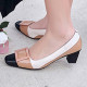 Arden Furtado summer 2019 fashion trend women's shoes elegant slip-on pumps chunky heels concise metal decoration office lady