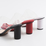 Arden Furtado summer 2019 fashion trend women's shoes chunky heels slippers PVC transparent classics sexy red concise