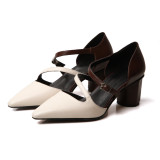 Arden Furtado summer 2019 fashion trend women's shoes pointed toe chunky heels white buckle sandals pure color concise mature