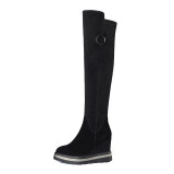 Arden Furtado fashion women's shoes in winter 2019 round toe increase over the knee high boots zipper elegant pure color