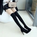 Winter 2018 Korean style women's shoes hot style shoes pure color black simple pointed slender stilettos women's boots