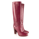 Arden Furtado fashion women's shoes pointed toe chunky heels zipper knee high boots mature burgundy leather