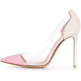 Fashion women's shoes zipper stilettos heels 12cm elegant clear pvc women's pumps ladies fashion sandals